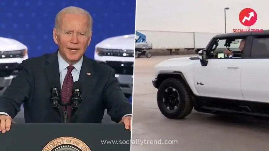US President Joe Biden Takes Hummer EV for a Spin To Promote Electric Vehicles (Watch Video)