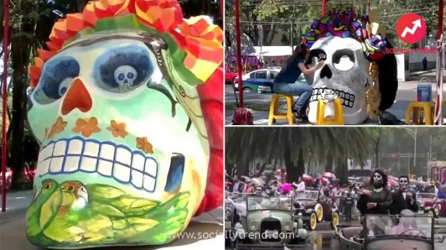Day of the Dead 2021: Colourful Skulls Inspired by the Mexican Artist Frida Kahlo Adorns the Streets of Mexico City (Watch Video)
