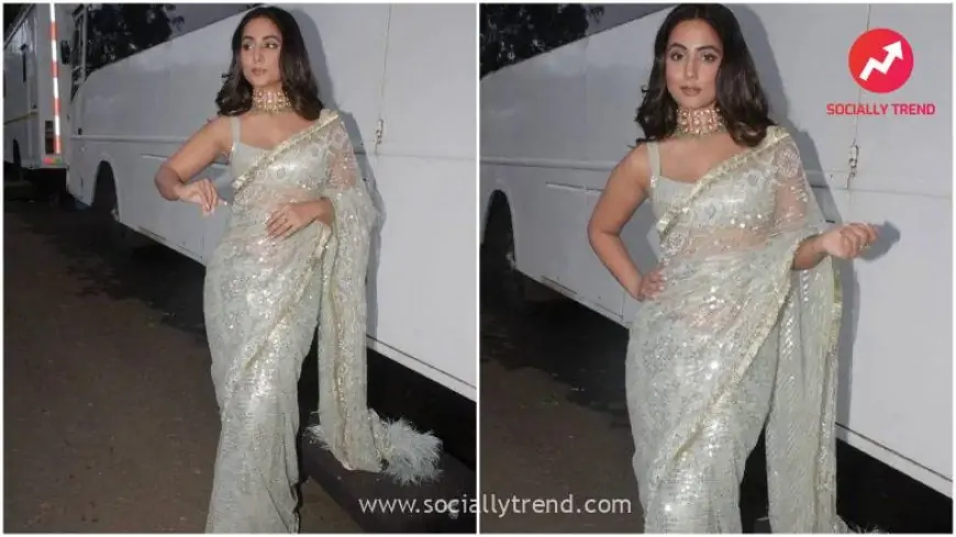 Hina Khan Just Made the Festive Season Brighter With Her Sparkly Sequined Saree (View Pics)