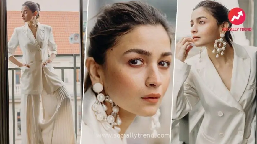 Alia Bhatt Looks Chic in a White Dolce & Gabbana Blazer and Pleated Pants on Day 2 of Gangubai Kathiawadi Berlin Promotions (View Pics)