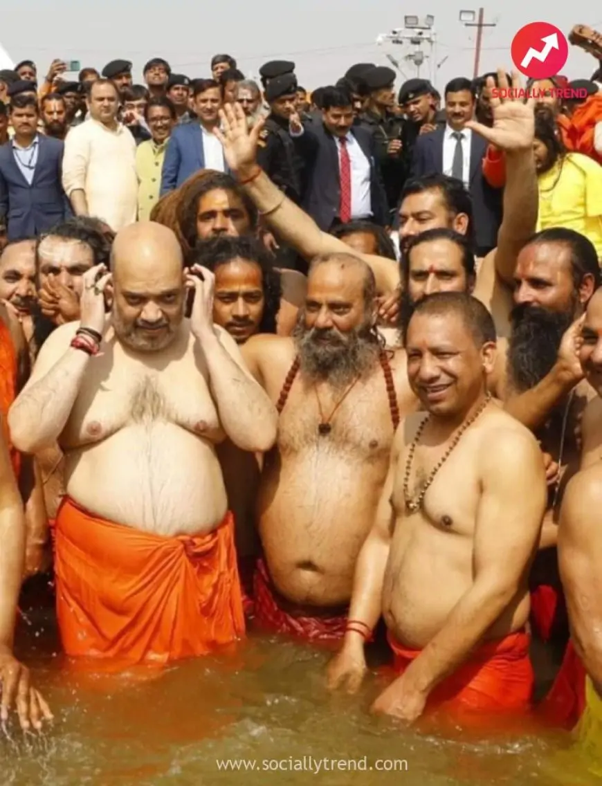 Amit Shah And Yogi Adityanath Holy Dip At Kumbh Mela