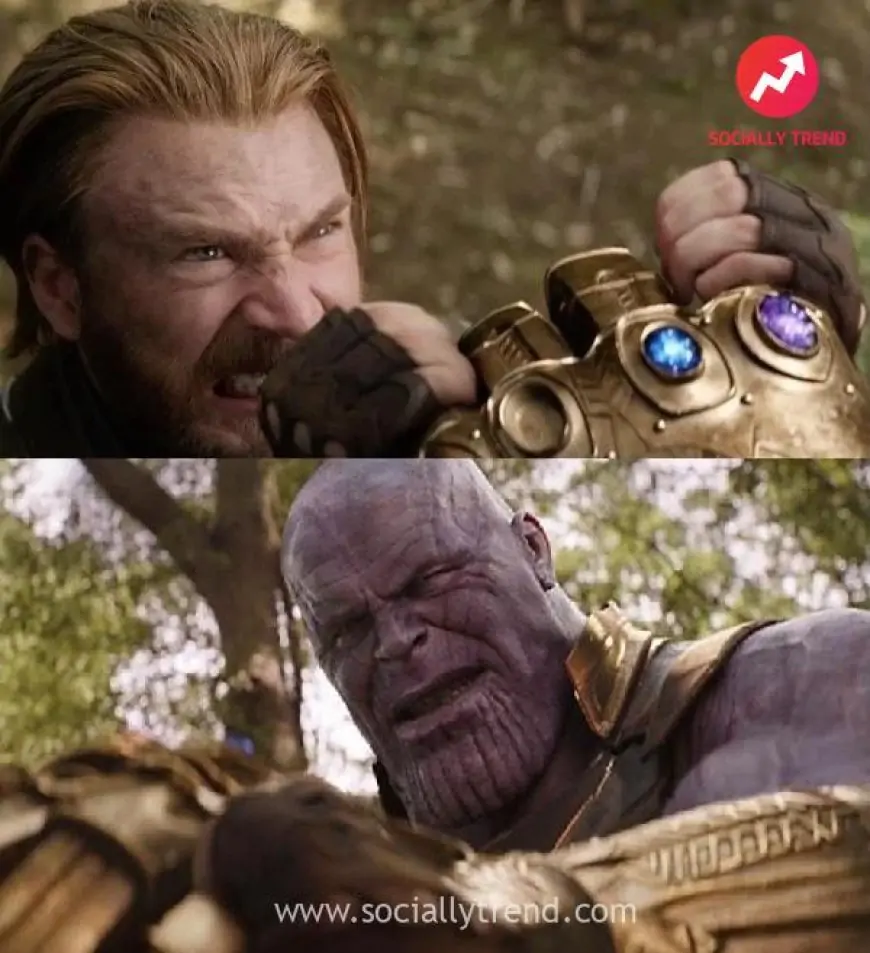 Captain America holding Thanos’s hand