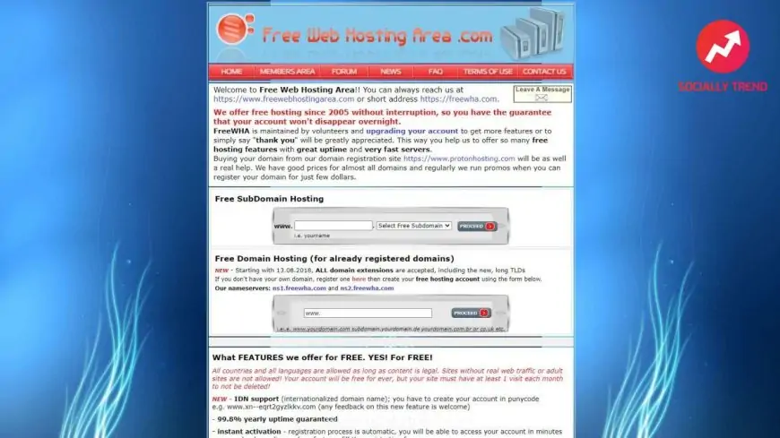 Free Web Hosting Area review