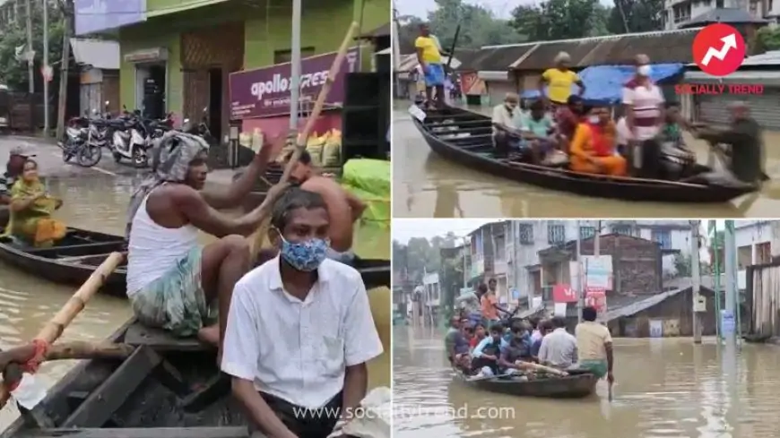 West Bengal Rains: People Use Boats Amid Heavily Waterlogged Streets of Ghatal Subdivision in West Midnapore (Watch Video)