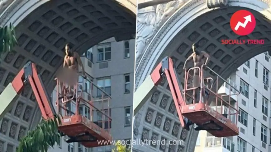 Man Climbs Boom Lift and Strips Naked Before Crowd at Washington Square Park in US, Asks Spectators, 'Are You Entertained?' (See Pics)