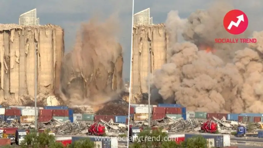 Lebanon: Northern Part of Beirut’s Iconic Grain Silos Fully Collapses, Sends Dense Cloud of Smoke in Air (Watch Video)